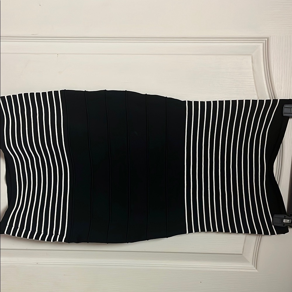 Black and White Striped Tube Top Dress